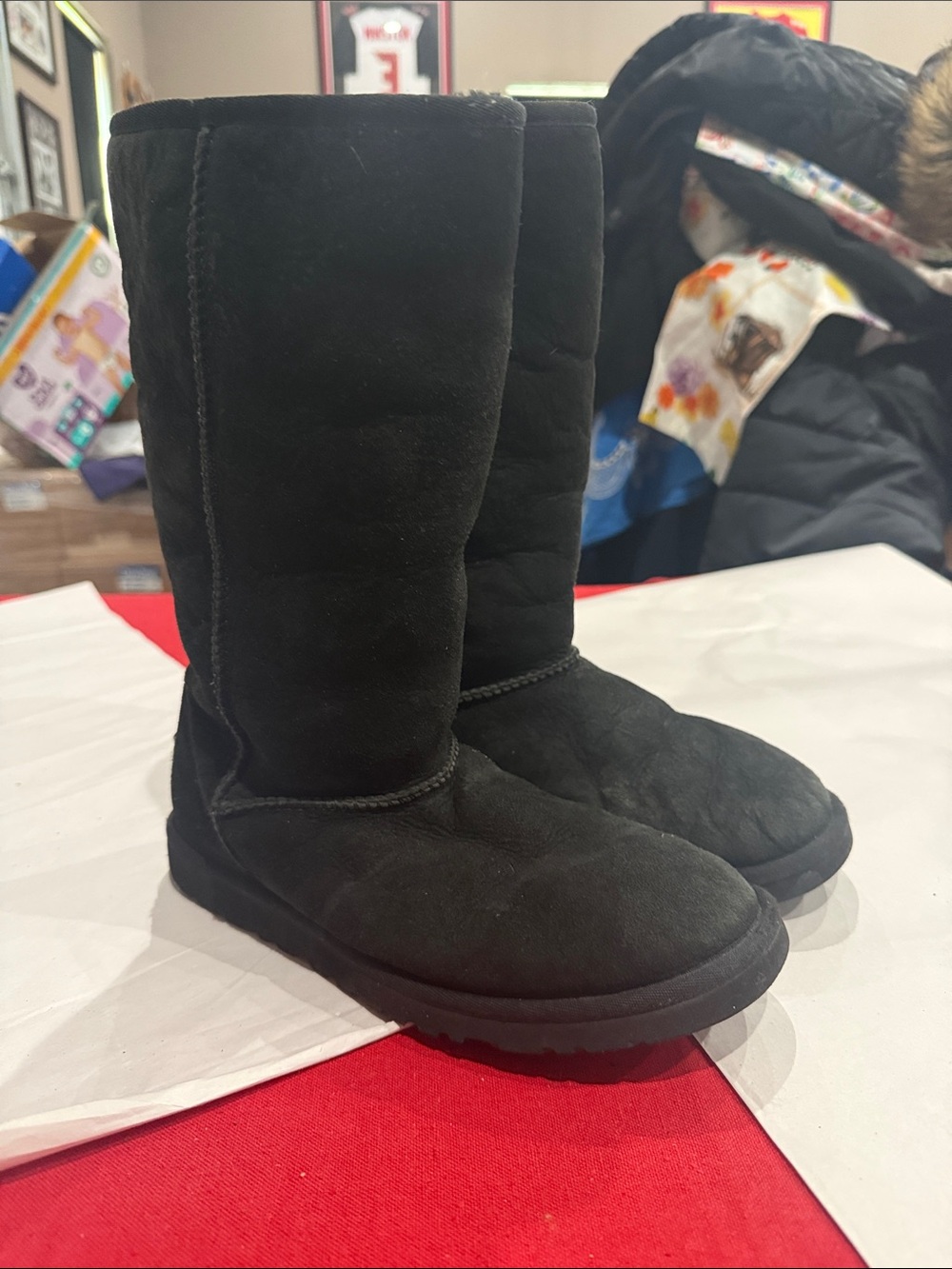 UGG Black Tall Suede Winter Boots